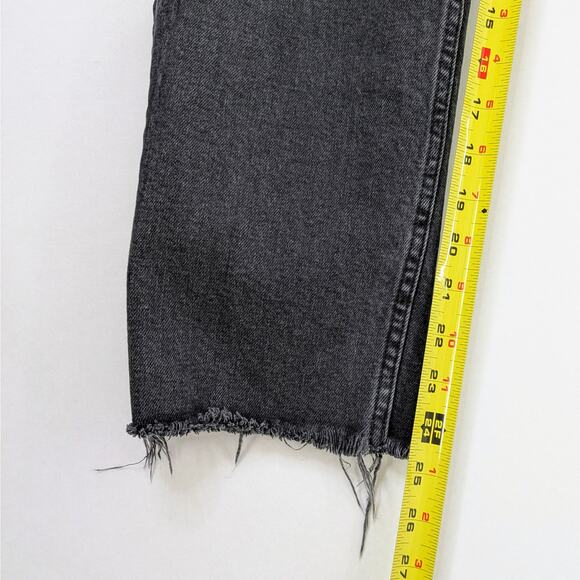 RE/DONE '70s Stovepipe 28 Black High Rise Raw Hem Vintage Revival Grunge Denim - Picture 9 of 12